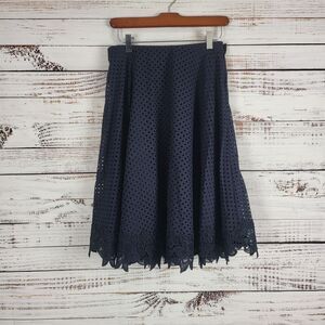 Ann Taylor Coquette Mini Skirt 4P Womens Blue Lace Overlay Back Zip Lined Fairy